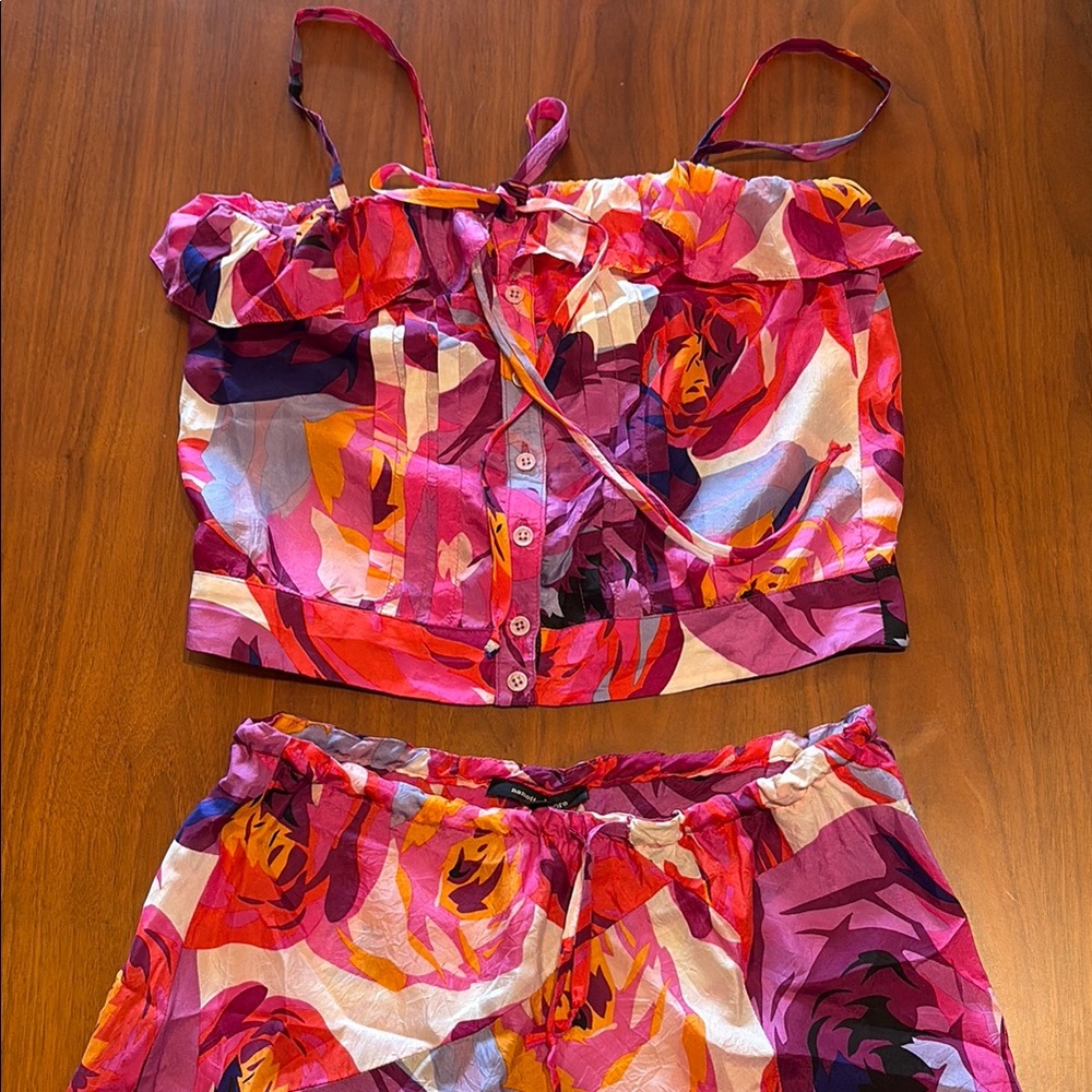 Floral Silk Two-Piece Set